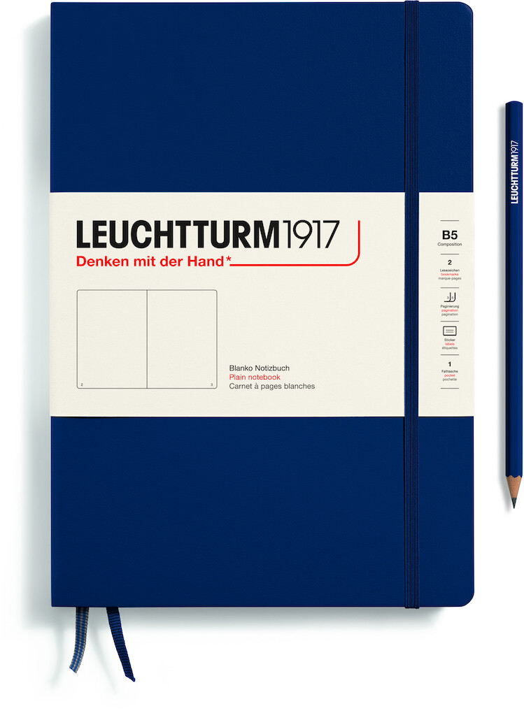 Notizbuch Composition (B5) Hardcover 219 nummerierte Seiten Marine Blanko