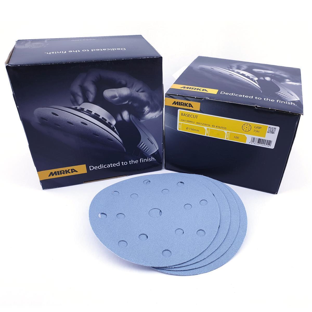 Schleifscheiben MIRKA BaseCut 150mm Ø Exzenter 15-Loch GRIP P220 100 Stück