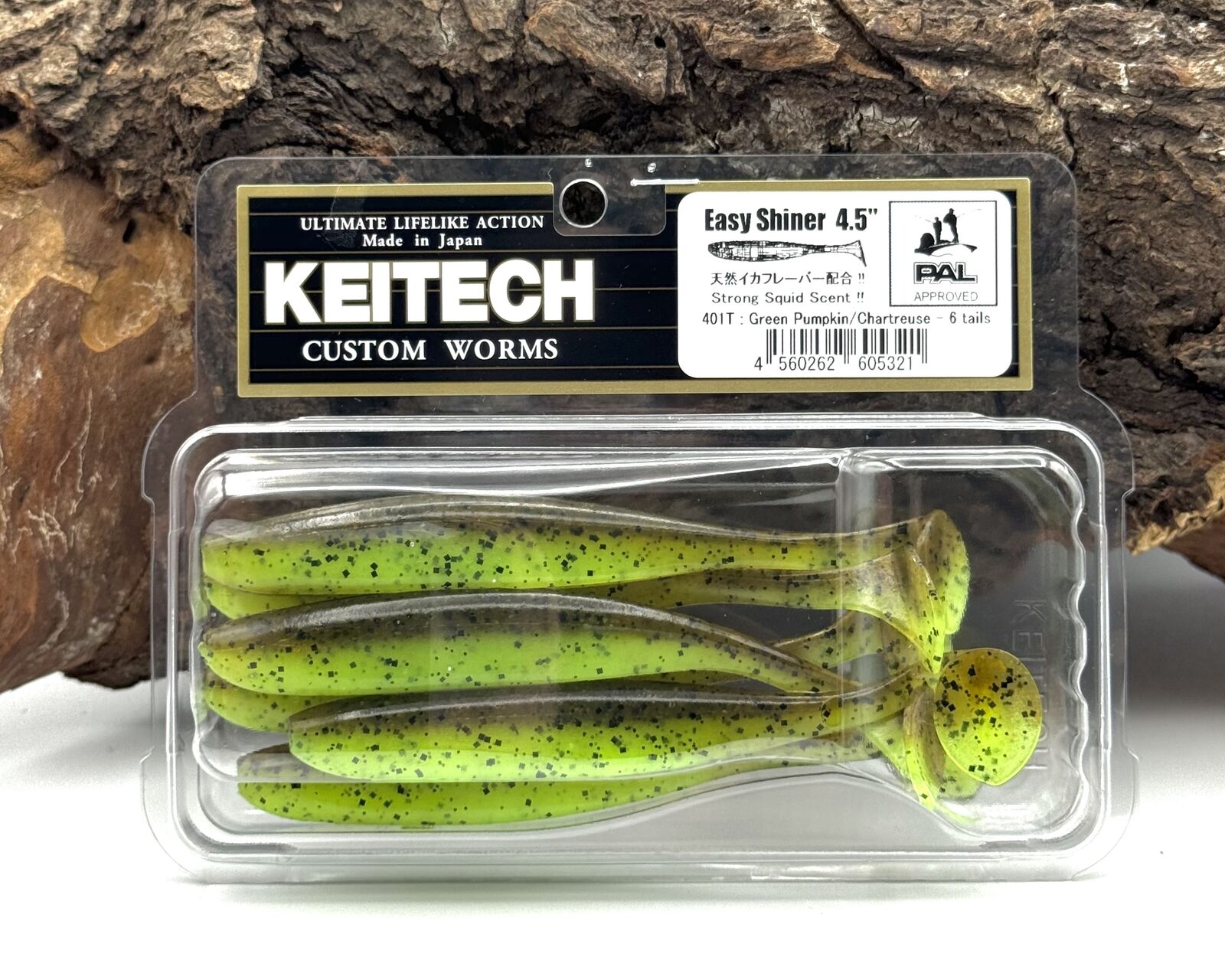 Keitech 4,5" Easy Shiner Green Pumpkin Chatreuse 11,3cm 7,3g 6 Stück Gummifisch
