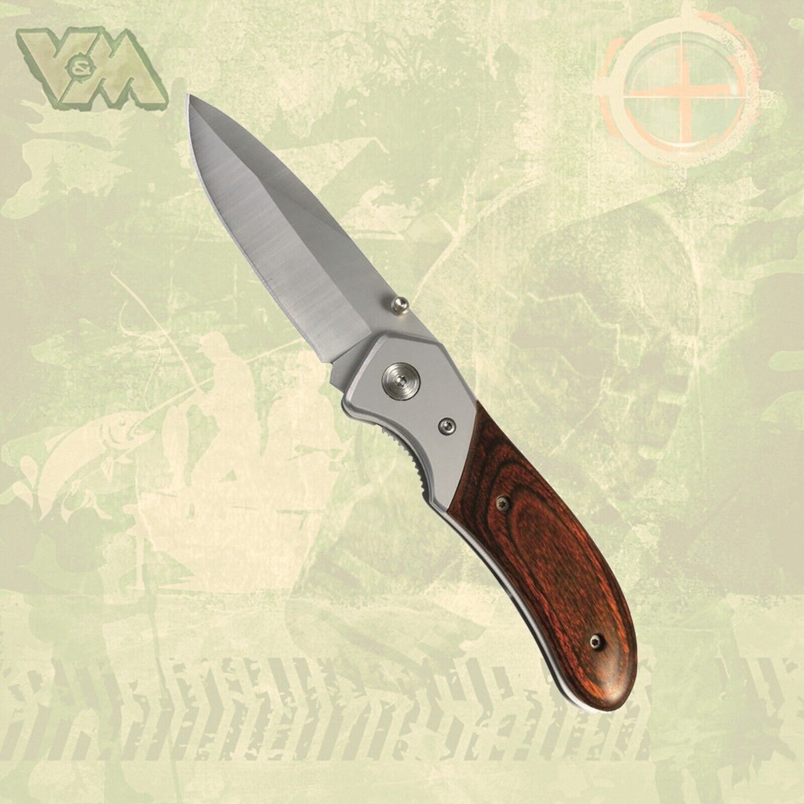 MESSER EDELSTAHLMESSER m HOLZGRIFF OUTDOOR WANDERUNG JAGEN ANGELN EDELSTAHL -