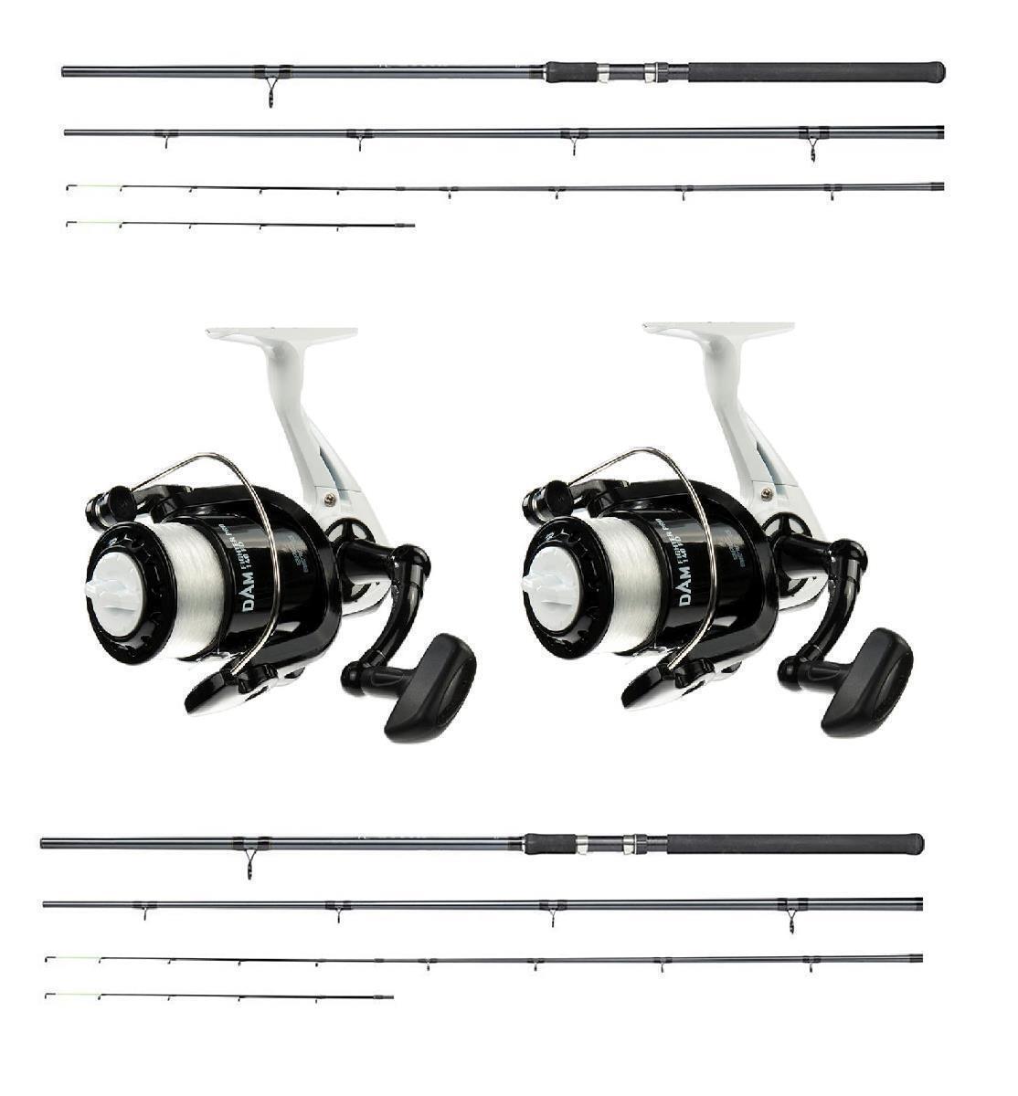 2x Feedercombo Angelset DAM Camaro Feeder Angelrute 3,60m / bis 90g + Rollen
