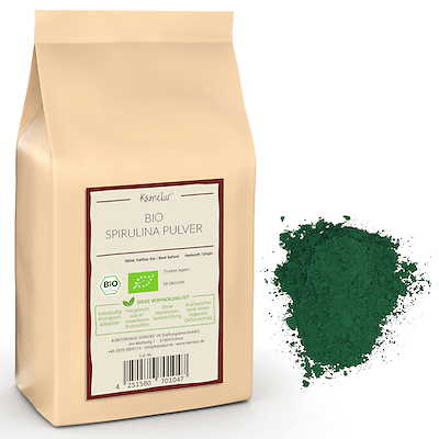 (13 EUR/kg) 1kg BIO Spirulina Pulver grün, Algenpulver Spirulina BIO