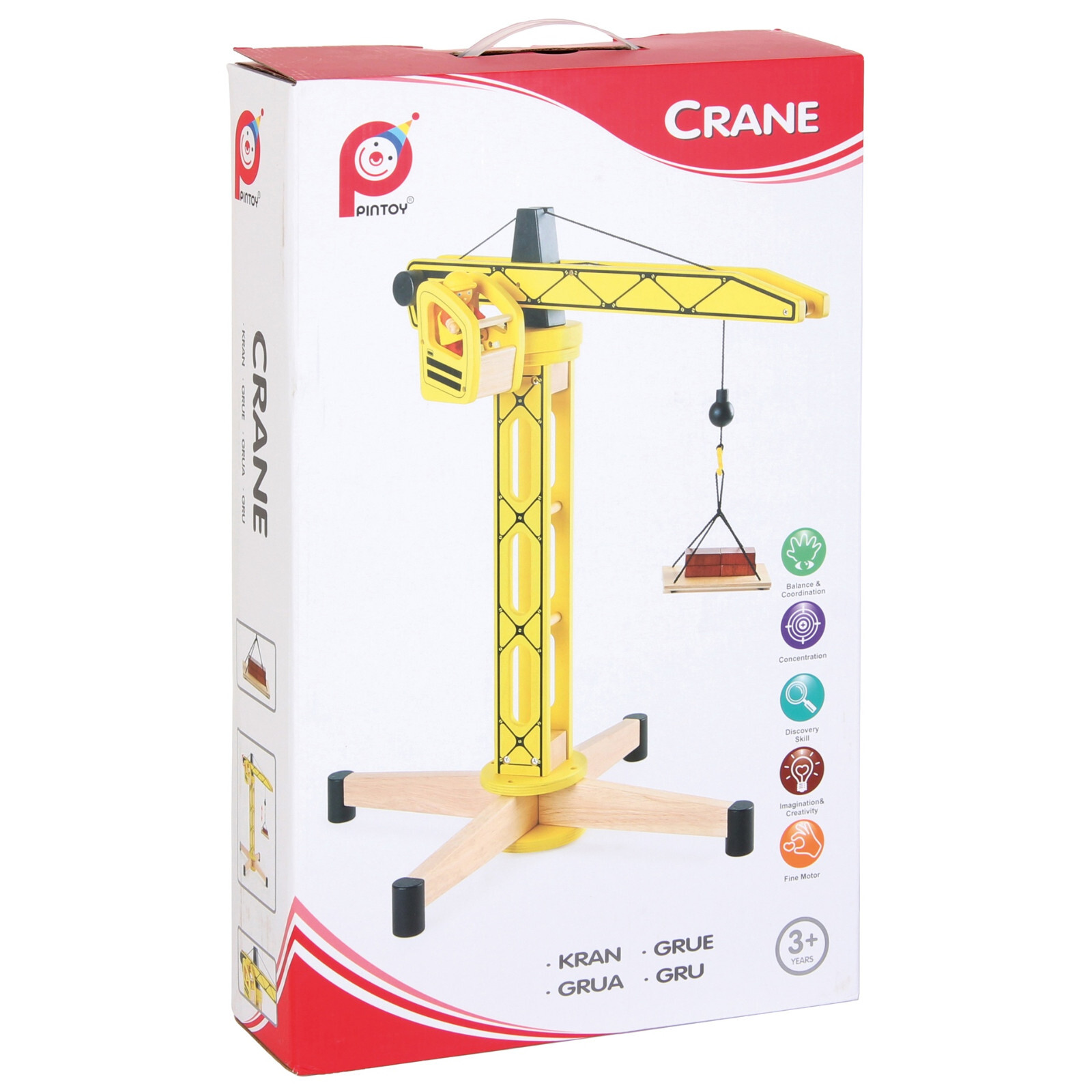 Pintoy Kran 61,5 cm gelb aus (Gummibaum) Holz - UVP 89,99€