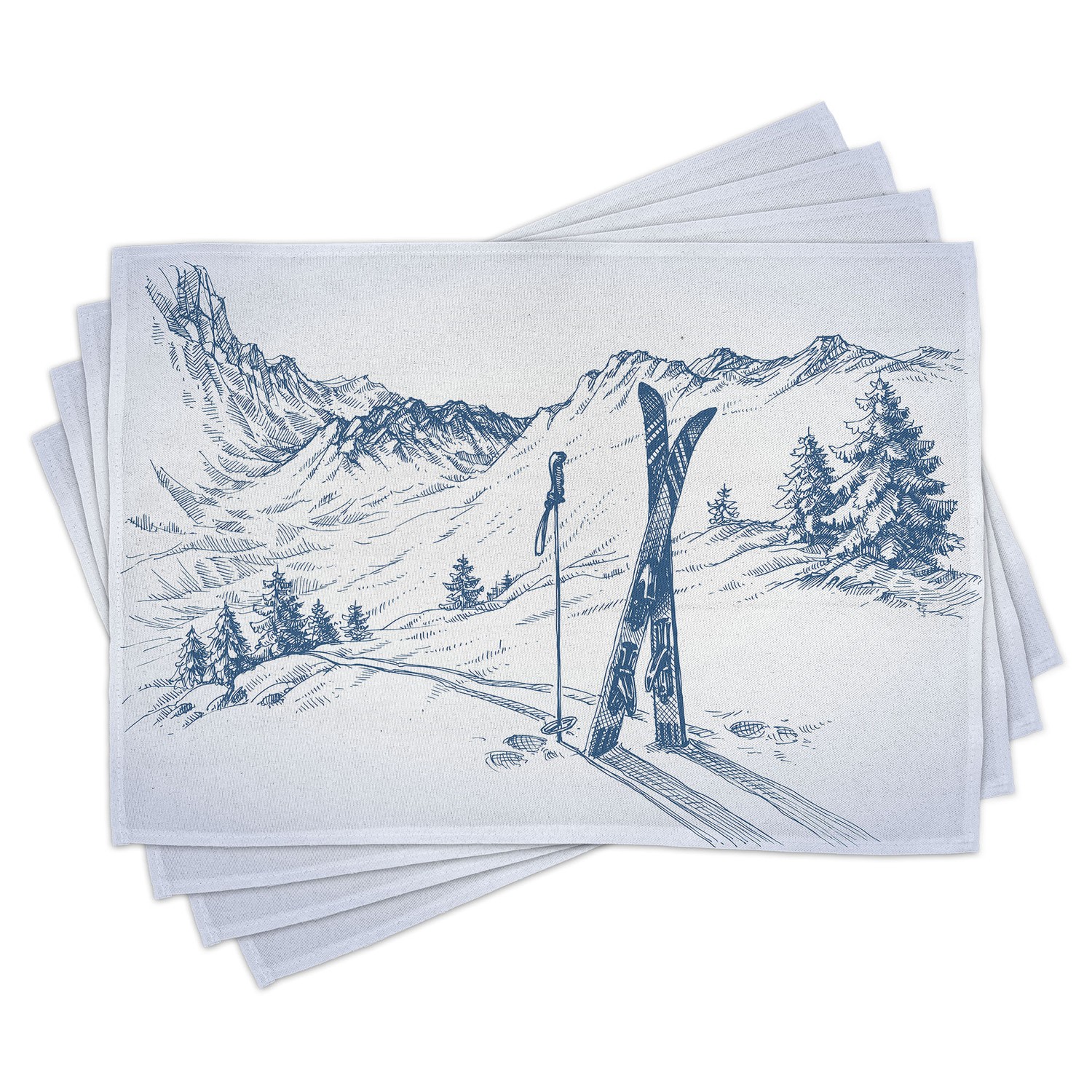 Tischset Platzset 4er Set Ski Sport Mountain View