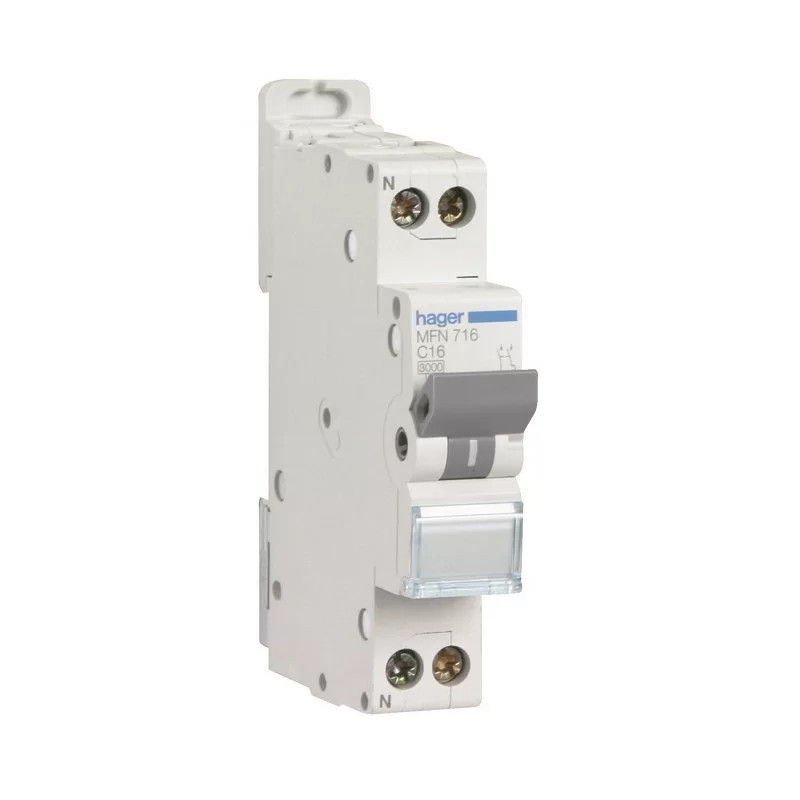 Hager MFN710 Disjoncteur 1P+N 3kA C-10A - 1 Module