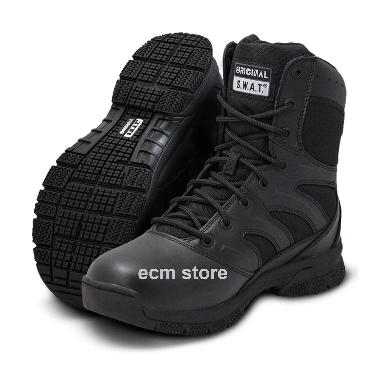 Original SWAT Chaussures Rangers bottes Force Side-Zip Militaire 45 Noir 155201