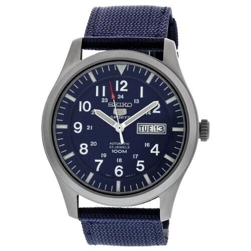 SEIKO 5 Sports SNZG11K1 montre militaire automatique homme bracelet tissu bleu