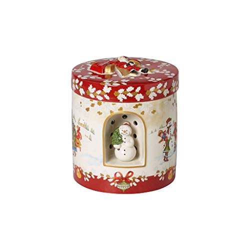 Villeroy & Boch Christmas Toy'S Geschenkpaket Groß Rund, Kinder, Porzellandose Für Kekse, Hartporzellan, Metall, Kunststoff, Rot, Bunt, 16 X 16 X 21 C