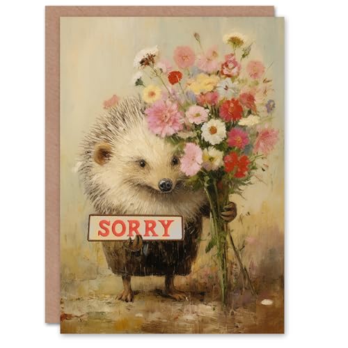 Artery8 Entschuldigung Süße Blume Bouquet Sorry Zeichen Arty Geburtstagskarte