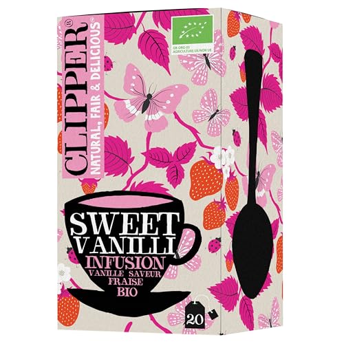 Clipper - Infusion Bio - Sweet Vanilli - Vanille & Saveur Fraise - 20 Sachets D'Infusion Bio - 1 Paquet