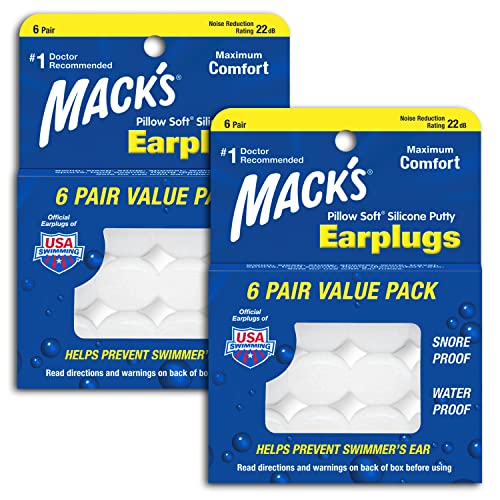 Macks Taie D'Oreiller Souple En Silicone Bouchons D'Oreilles Value Pack, 6.Fils