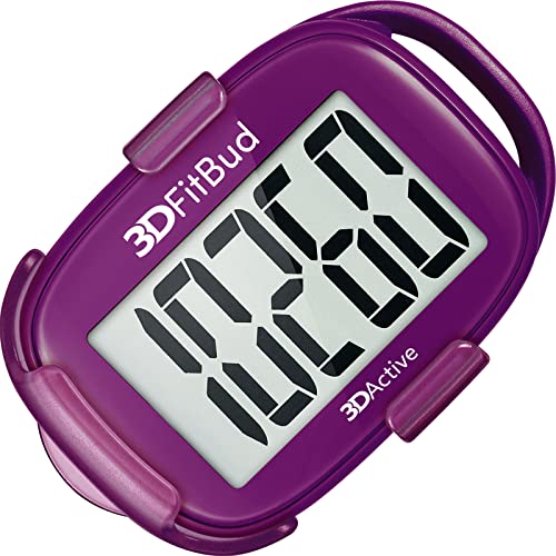 3Dfitbud Podomètre 3D De Marche Simple Avec Compteur De Pas De 3Dactive Avec Clip Et Cordon - A420S - Prune