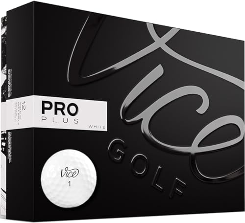 Vice Golf Pro Plus 2020 | 12 Balles De Golf | Caractéristiques : Uréthane Moulé 4 Pièces, Longueur Maximale, Rotation Réduite Du Driver | Plus De Coul