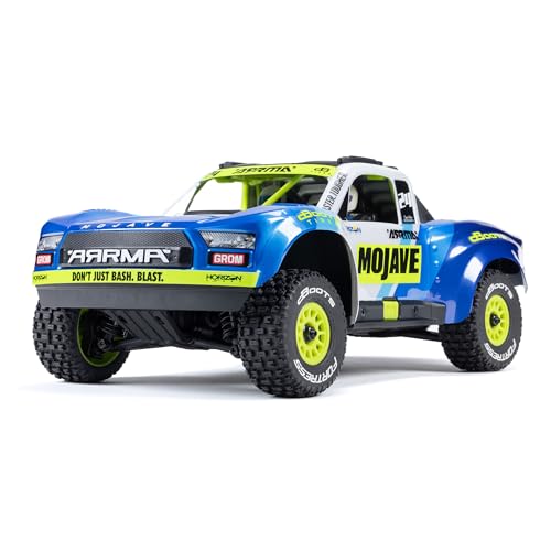 Arrma Mojave Grom, Voiture Télécommandée, Voiture Rc 1/18, Moteur Sans Balais De Plus De 30 Km/H, Avec Batterie Et Accessoires, Bleu-Blanc, Ara2104T2