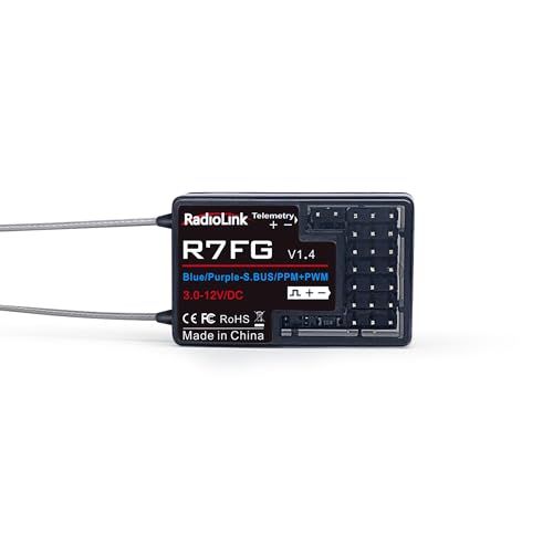 Radiolink R7Fg Récepteur Gyro 7 Canaux 2,4Ghz Fhss Avec Télémétrie De Tension, Compatible Avec L'Émetteur Rc6Gs V3/Rc4Gs V3/T8Fb/T8S/Rc8X/T16D/T12D
