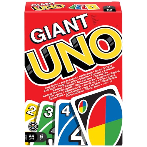 Mattel Games Uno Géant, Jeu De Société Et Familial Avec 108 Cartes Géantes, Grl91