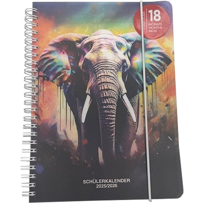 Schülerkalender A5 Elefant 2025/2026 bunt
