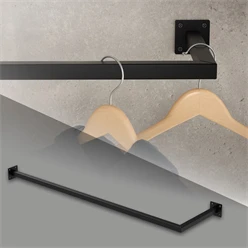 Kleiderstange Übereck für die Wand 30x110 cm Schwarz aus Stahl ML-Design