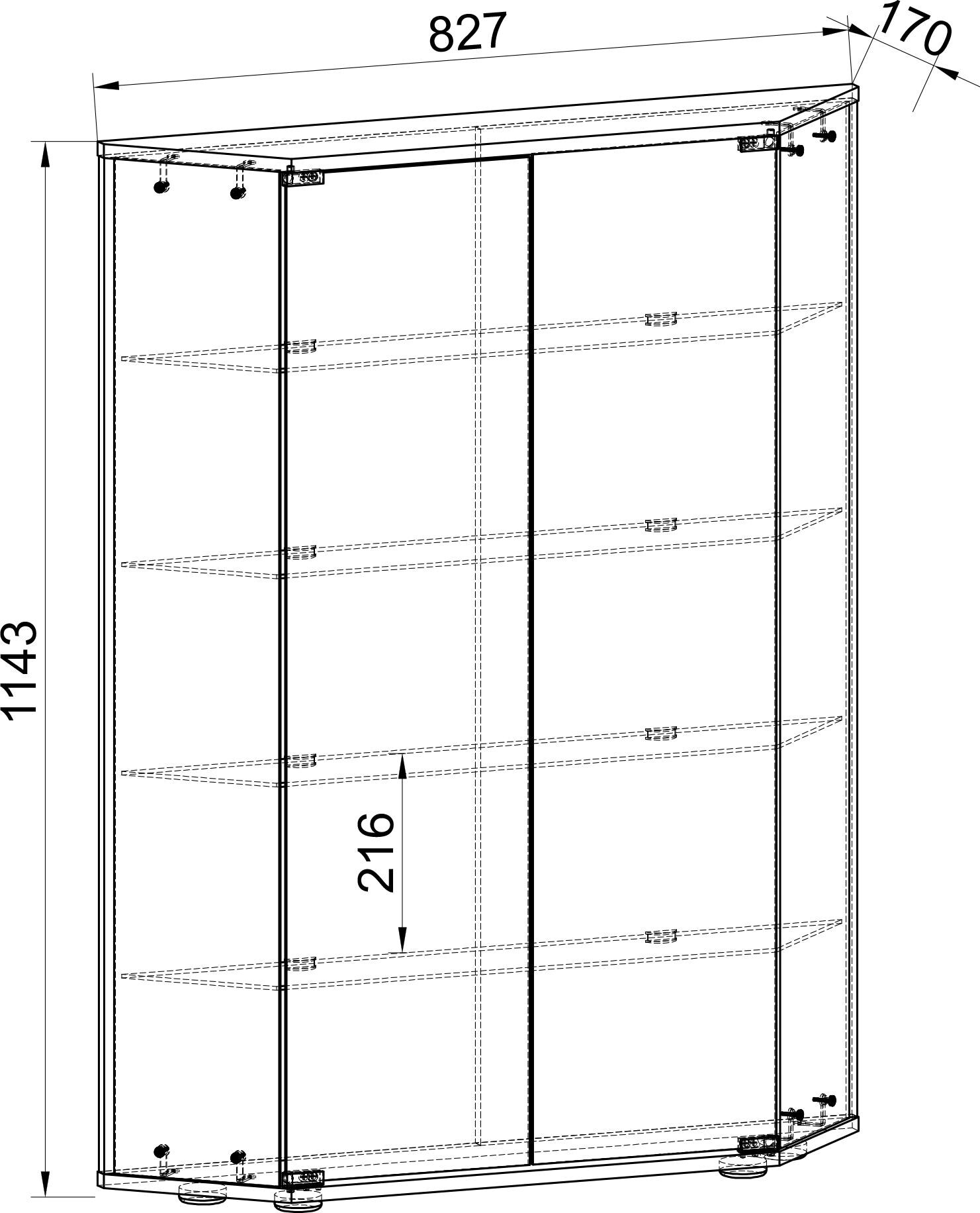 VCM, Vitrine + Buffetschrank, Holz Glas Stand Vitrine Regal Cenila L (83 x 17 x 114 cm)
