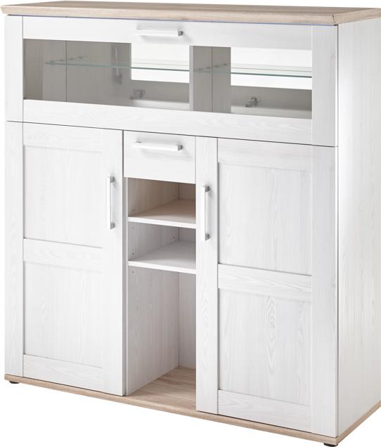 HBZ-Meble, Kommode + Sideboard, HBZ Meble Romance Barelement Holzwerkstoff Sibiu Lärche/San Remo hell inkl. Beleuchtung