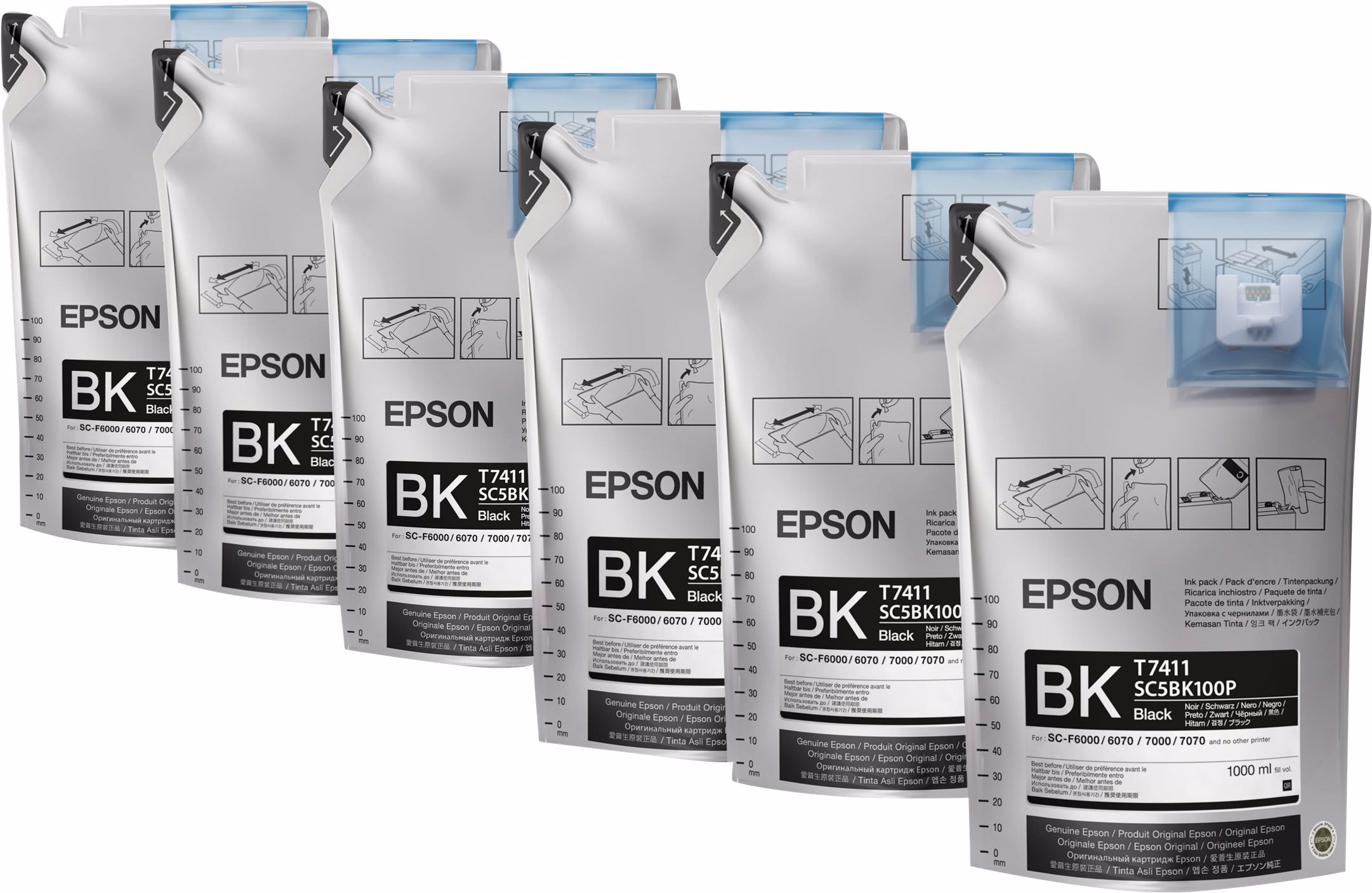 Epson T7411 - 6er-Pack - 1 L - Schwarz - Original (BK), Druckerpatrone