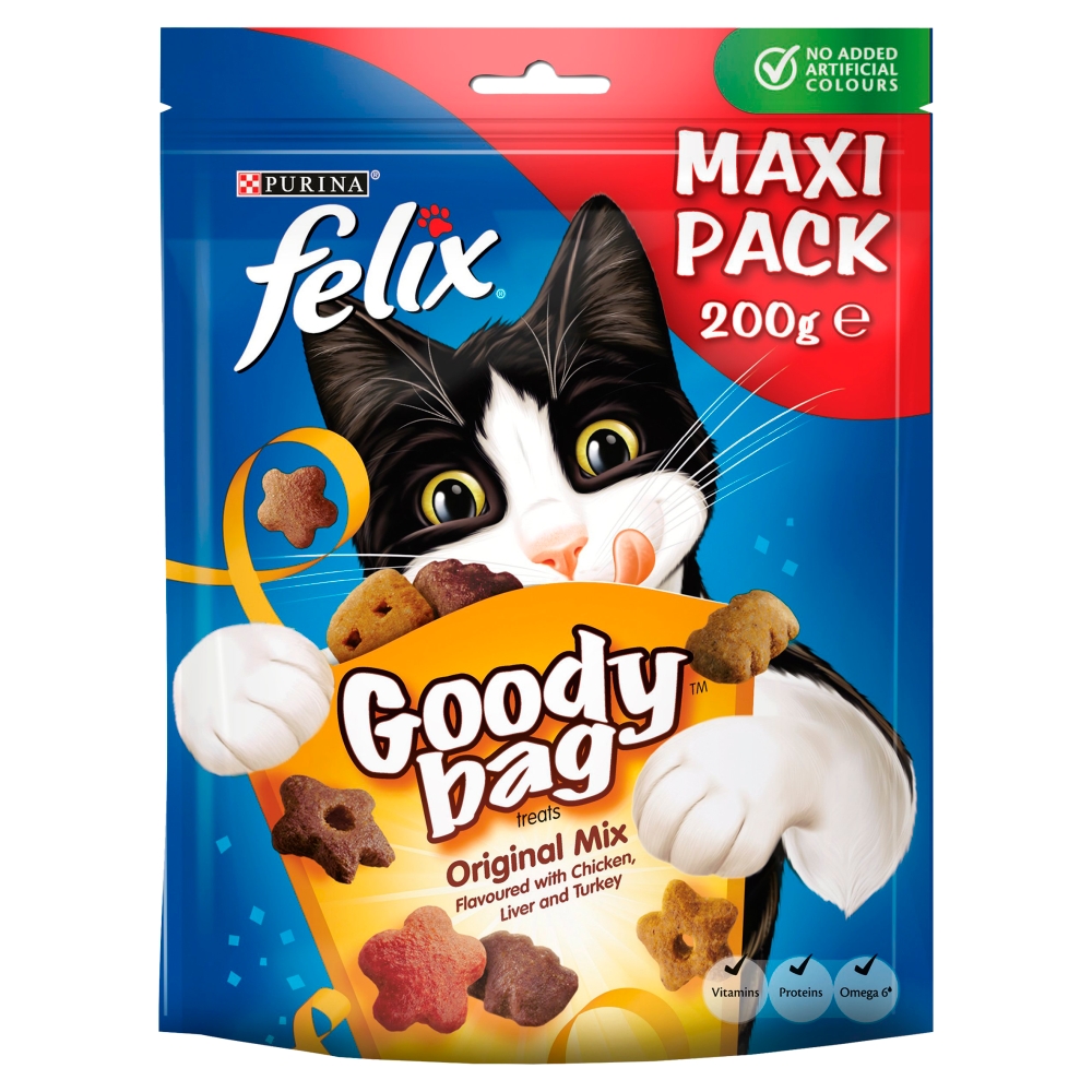 Felix Goody Bag Cat Treats Maxi Pack 200G - Multibuy: 3 X Original Mix