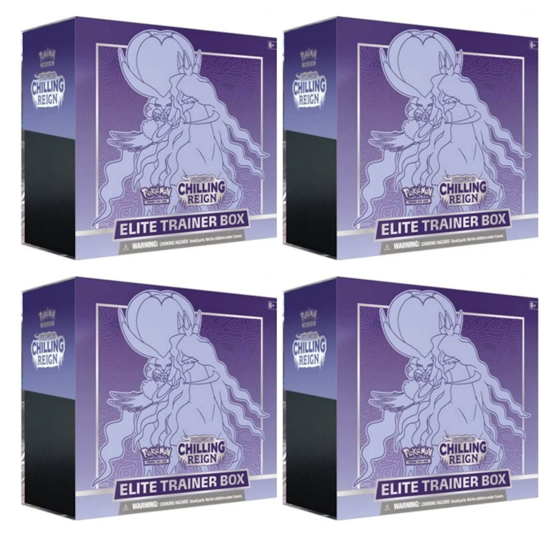 Pokémon Tcg Sword & Shield Chilling Reign Elite Trainer Box (Shadow Rider Calyrex) 4X Lot