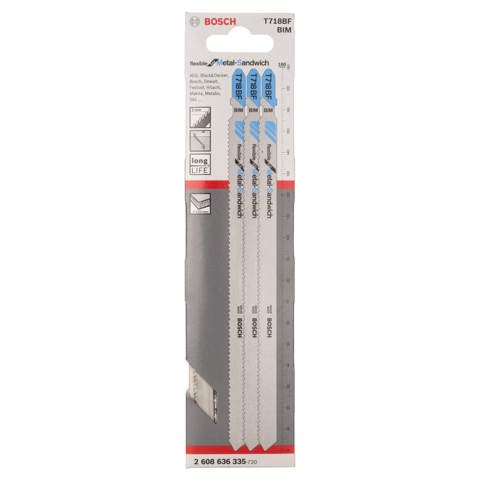 Stichsägeblatt T 718 Bf, Metal-Sandwich, 3Er-Pack