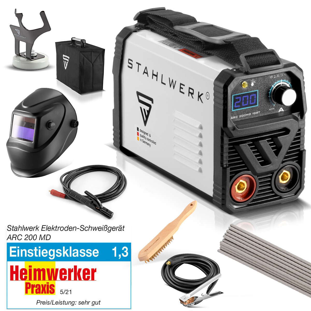 Schweißgerät Stahlwerk Arc 200 Md Igbt Vollausstattung Mma E Hand Inverter 200 A