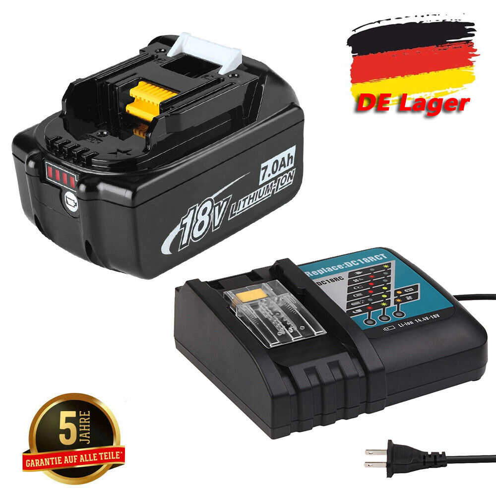 Original Bl1860B 7.0Ah Akku Led Anzeige+Ladegerät Für Makita 18V Bl1830B Bl1850B