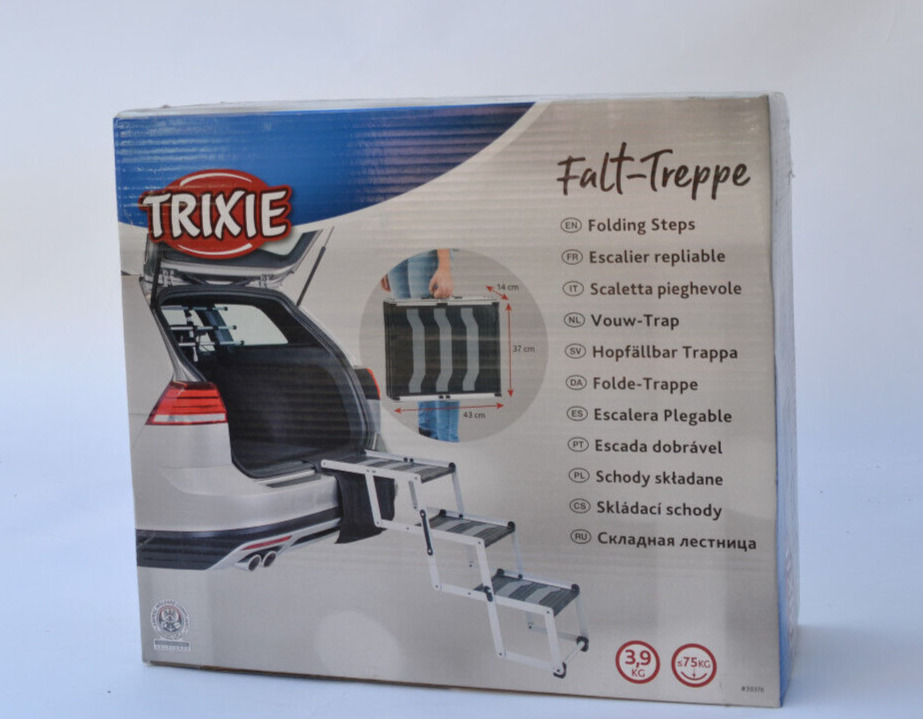 Hunderampe Trixie Falttreppe Auto Einstiegshilfe Klappbar Tpr Alu Bis 75Kg 39376
