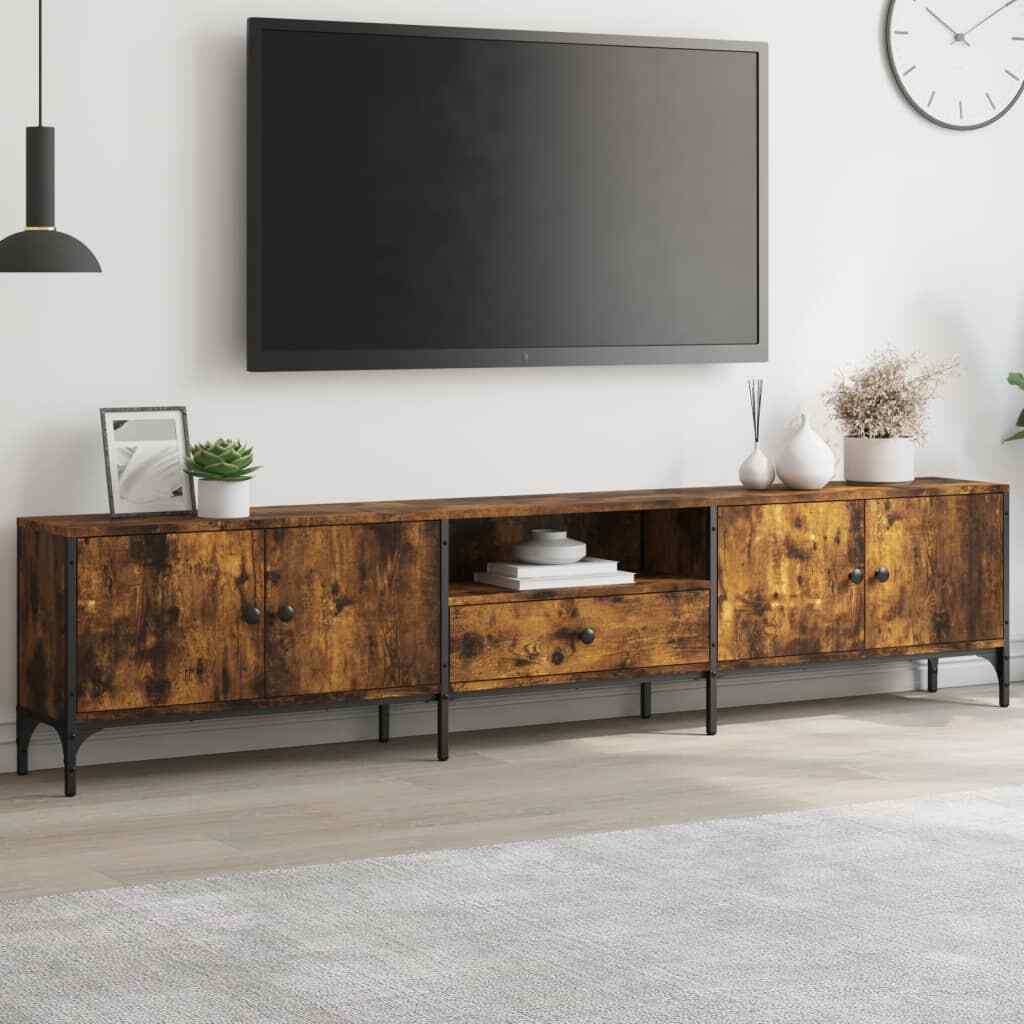 Tv-Schrank Mit Schublade Räuchereiche 200X25X44Cm Holzwerkstoff