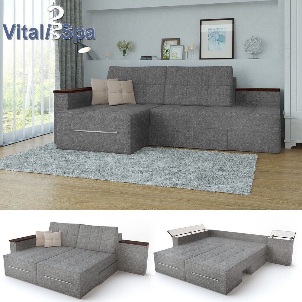 Ecksofa Schlaffunktion 240 X 160 Cm Grau Eckcouch Sofa Couch Schlafsofa Vicco