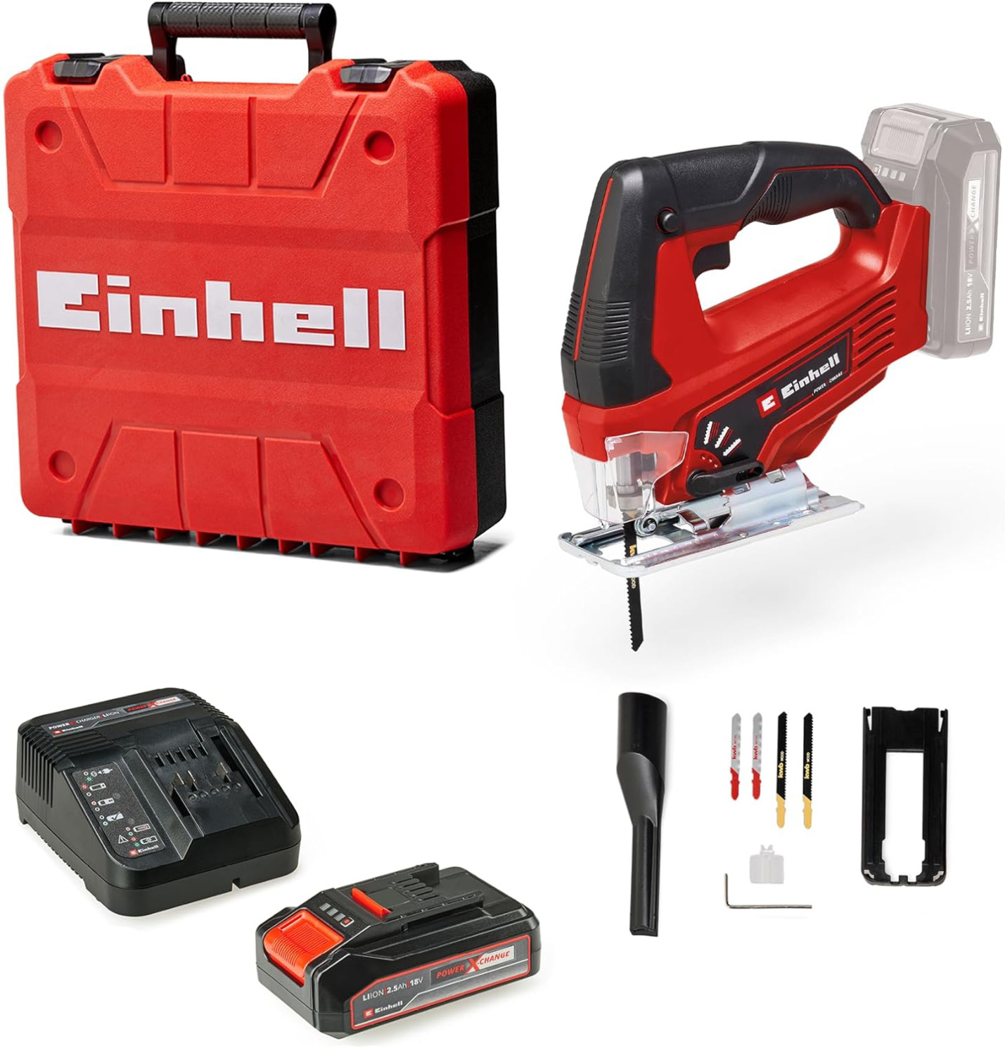 Einhell Tc-Js 18 Li 2,5Ah Akku Stichsäge Mit Koffer Und Sägeblättern Pendelhub