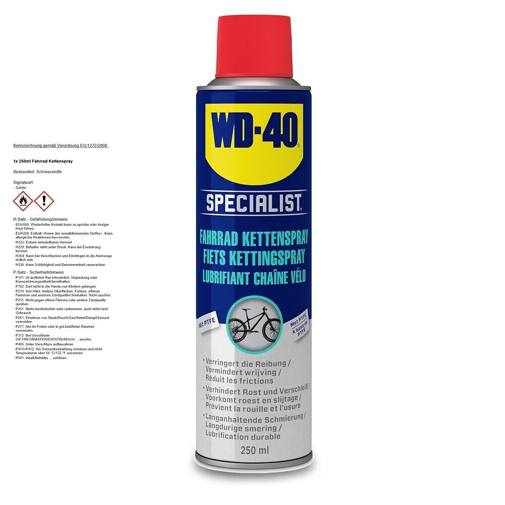 Wd-40 Specialist 250 Ml Fahrrad Kettenspray Schmiermittel Ketten Spray