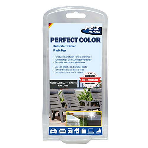 1-2-3 Repair® Kunststoff Farbe Anthrazit - Professioneller Kunststoff Auffrischer Für Gartenmöbel - Schonende Kunststoff Pflege - Premium Farbe Für Ku