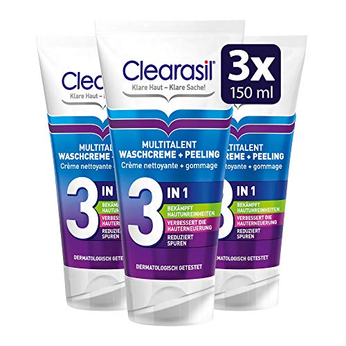 Clearasil Multitalent Waschcreme Und Peeling, 3Er Pack (3 X 150 Ml)