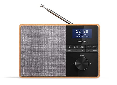 Philips R5505/10 Radio Mit Bluetooth (Holzgehäuse, Dab+/Ukw-Radio, 3"-Breitband-Lautsprechertreiber, Küchentimer, Küchenradio, Stromnetz Oder Batterie