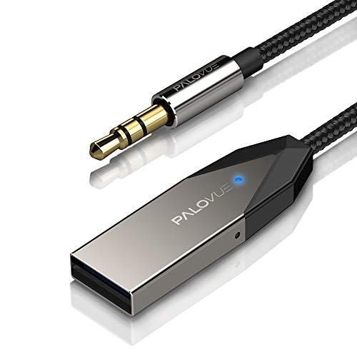 Palovue Bluetooth 5.0 Receiver, Wireless Car Kit For Music Streaming And Hands-Free Calling For Car/Home Stereo With 3.5-Mm Aux Port, No Charging Requ