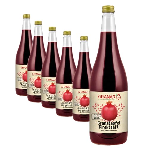 Granar 6 X 1 Liter Granatapfel Direktsaft Aus Granatapfelkernen, Naturtrüb, Kaltgepresst, Ungefiltert 100% Granatapfelsaft