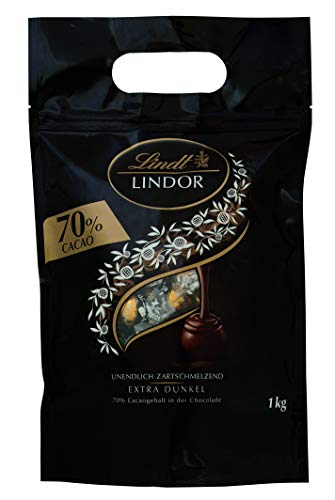 Lindt Lindor Schokoladen Kugeln Extra Dunkel | Ca. 80 Kugeln Edelbitterschokolade Feinherb | Dunkle Schokolade Mit 70% Kakao | Großpackung, Pralinen-G