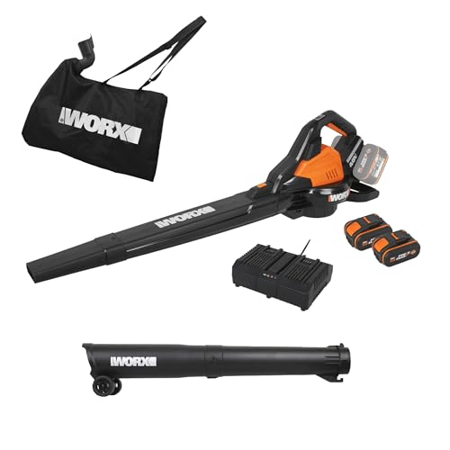 Worx Wg583E Akku-Laubbläser/Laubsauger 40V – 3-In-1 Multifunktion Zum Laub Zusammenkehren, Aufsaugen & Mulchen - Luftgeschwindigkeit 335 Km/H – Luftme