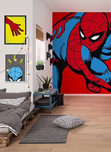 Komar Vlies Fototapete - Marvel Powerup Spider-Man Watchout - Größe 200 X 250 Cm (Breite X Höhe) - Kinderzimmer, Kindertapete, Tapete