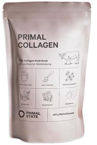 Primal State® Collagen Pulver [460G] - Aktuell In Alternativ-Verpackung - Bioaktives Kollagen Hydrolysat - Peptide Typ 1 Und 3 - Geschmacksneutral - P