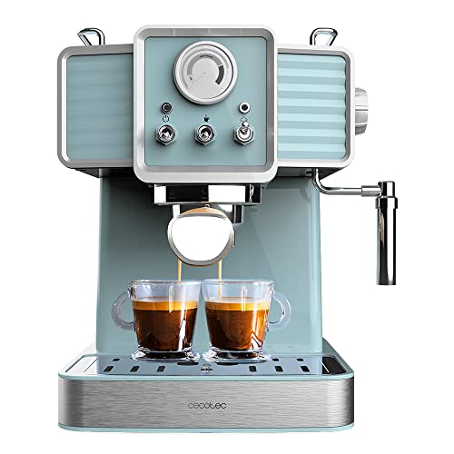 Cecotec Espressomaschine Power Espresso 20 Tradizionale Light Blue. 1350 W, Espresso Und Cappuccino, 20 Bar Und Thermoblock, Dampfauslass, Manometer, 