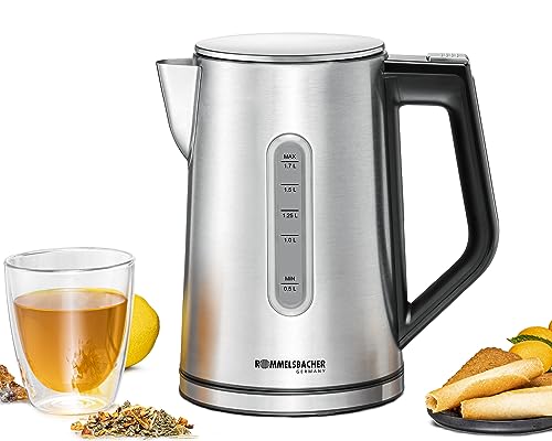 Rommelsbacher Wasserkocher Wk 3000 - Füllmenge 1,7 Liter, 1-Tasten-Steuerung, Stellstart-Funktion, Temperaturwahl Von 45-100 °C, Geschlossener Kannenb