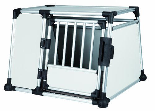 Trixie Hunde-Transportbox, Aluminium, L: 93 × 64 × 81 Cm, Hellgrau/Silber, Sicherheitsverschluss, Gute Sicht Durch Die Heckscheibe, Hochgeschlossene W