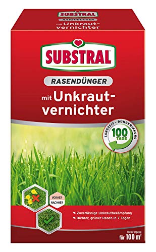 Substral Rasendünger Mit Unkrautvernichter, 2In1: Unkrautvernichtung + Düngung, 100 Tage Langzeitwirkung, 2Kg Für 100M²