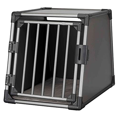 Trixie Hunde-Transportbox, Aluminium, M-L: 61 X 65 X 86 Cm, Grafit, Sicherheitsverschluss, Klettleiste Am Boden, Stabil Und Geräuscharm, Rutschfeste L
