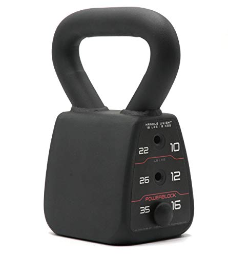 Powerblock Unisex-Erwachsene Kugelhantel, Verstellbar Kettlebell, Schwarz, 15.9 Kg